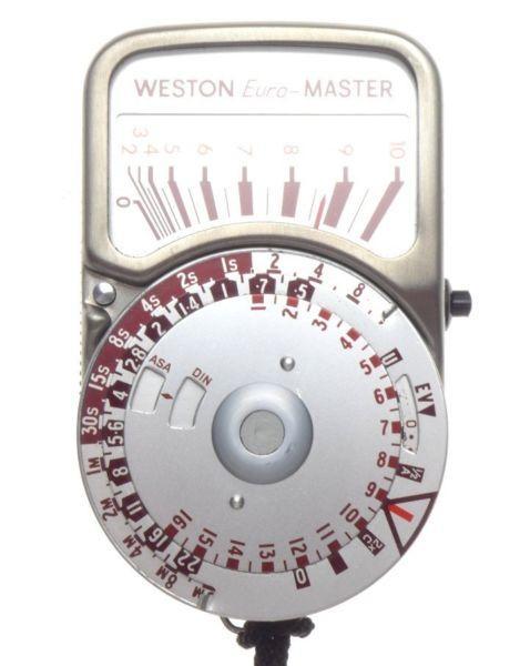 WESTON euro MASTER Chrome stainless steel light exposure meter with neck strap