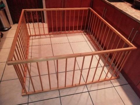 LARGE New condition wooden Fold away playpen