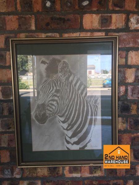 Zebra Painting In Glass Frame