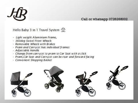 BLACK FRIDAY SPECIAL--HELLO BABY 3in1 travel system for sale