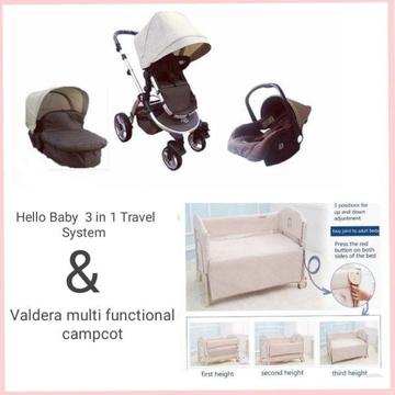 BLACK FRIDAY SPECIAL-- HELLO BABY 3in1 Travel System+ Co-Sleeper combo for sale