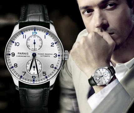 Parnis 43mm Mens Mechanical Automatic Dress/Sports Watches With Genuine Leather Strap