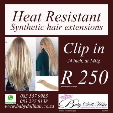 Sythetic Heat Resistant Clip In Hair Extensions