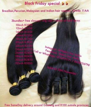 Black Friday special Brazilian,Peruvian,Malaysian and Indian wigs,hair and closure