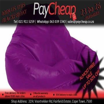 Leatherette Fabric Kiddie Couch Comfortable Beanbag/Chair Royal Purple