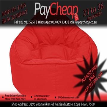 Leatherette Fabric Adultâ€™s Single Chair Comfortable Beanbag Red