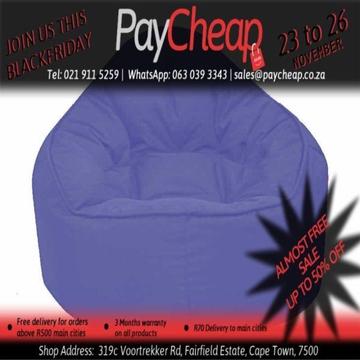 Leatherette Fabric Adultâ€™s Single Chair Comfortable Beanbag Blue