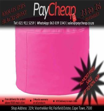 Leatherette Fabric Adult Ottoman Comfortable Beanbag/Chair Pink