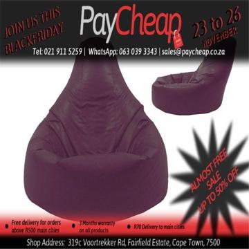 Leatherette Fabric Adultâ€™s Teardrop Comfortable Beanbag Purple