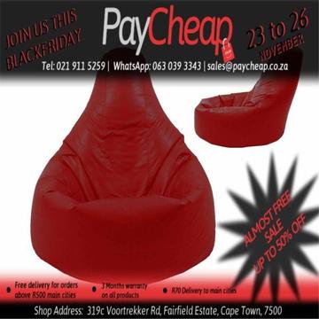 Leatherette Fabric Adultâ€™s Teardrop Comfortable Beanbag Red