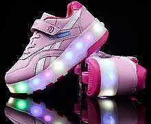 Wheely Heely LED lightup sneakers with double wheels plus USB rechargeable