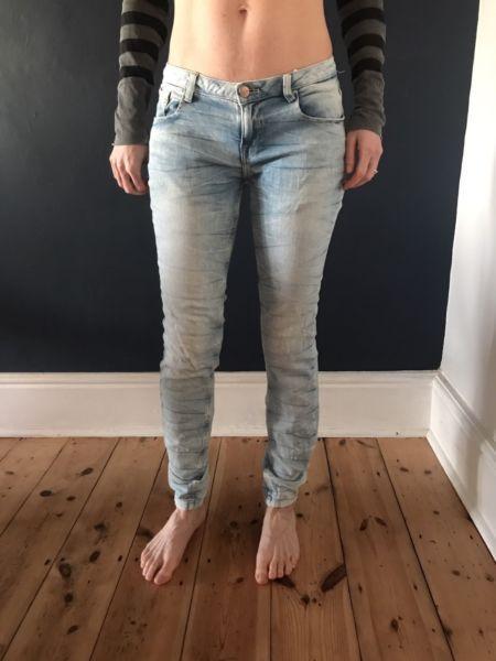 Zara light blue Distressed look skinny jeans