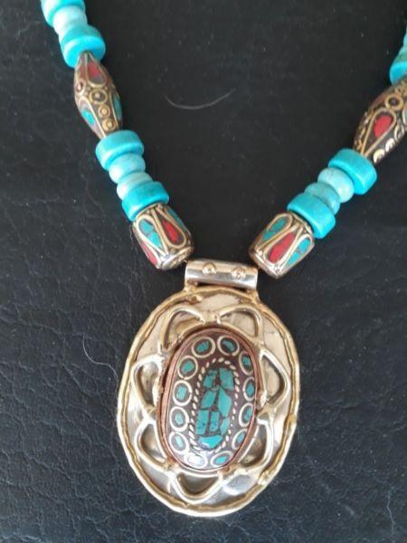 Beautiful pendant made with Tibetan beads