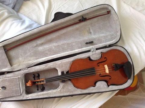 Violin for sale with bow and shoulder rest, rosin etc