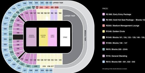 Guns n Roses Tickets Golden Circle Seated Block