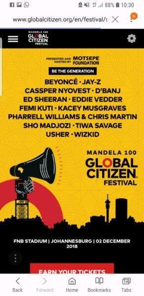 Global Citizen 1 ticket r2000 Section 145