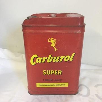 Vintage Carburol 5 Gallon Tin