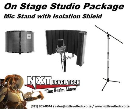 On Stage Studio Package with Isolation Shield and Euro Boom Microphone Stand