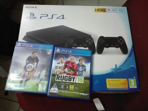5999// 1tb ps4 console with 2 controllers and 2 free games