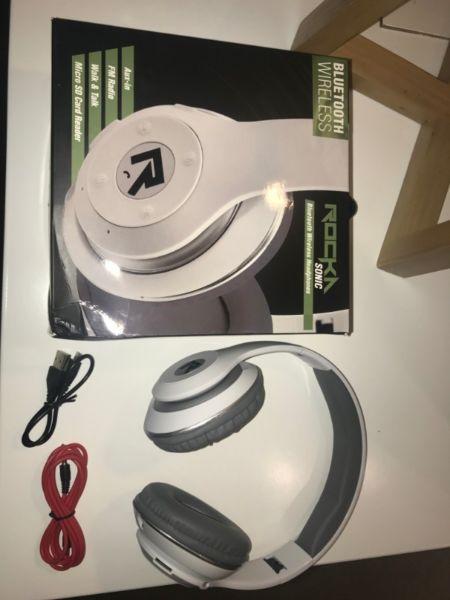 Rocka Sonic Bluetooth Wireless Headphones White (NEW)