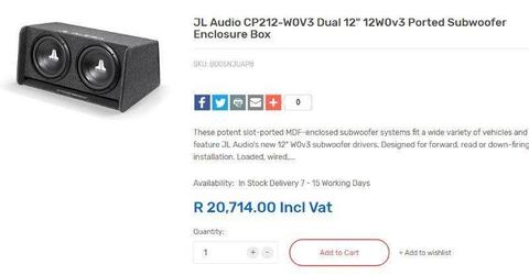 JL Audio 2 x 12 inch subwoofer in box