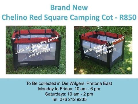 Brand New Chelino Red Square Camping Cot