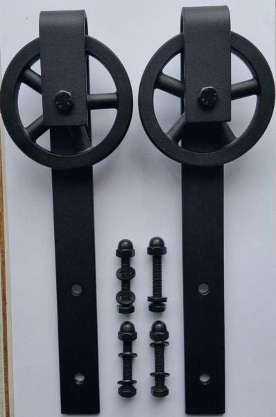 Barn Door Wheel and Bracket Assy Only - Vintage look120mm Aluminium Spoke Wheel