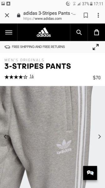 Adidas authentic 3 stripe pants . Brand new with tags still attached