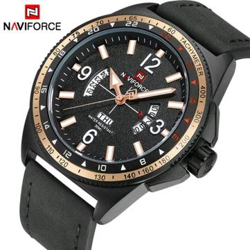 Naviforce Mens 48mm Quartz Fashion Watch With Genuine Leather Strap