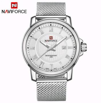 Naviforce Mens 43mm Quartz Fashion Watch With Stainless Steel Mesh Bracelet