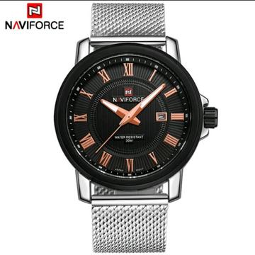 Naviforce Mens 43mm Quartz Fashion Watch With Stainless Steel Mesh Bracelet