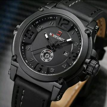 Naviforce Mens 45.5mm Quartz Fashion Watch With Genuine Leather Strap