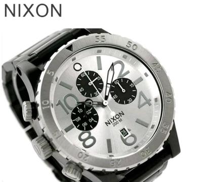 Nixon 48-20 Mens Silver/Black 2 tone Quartz Chronograph Sports Fasion Watch