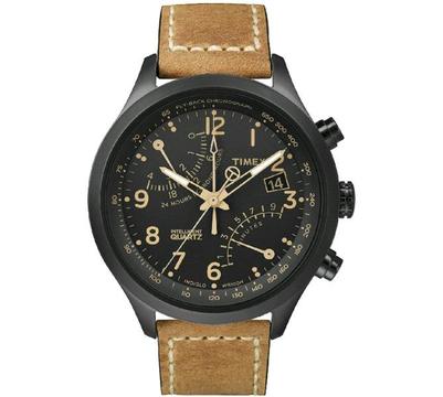 Timex 40mm Intelligent Quartz Chronograph Watch With Leather Strap