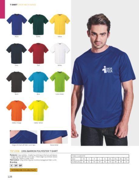 Polyester t-shirts (moister management)