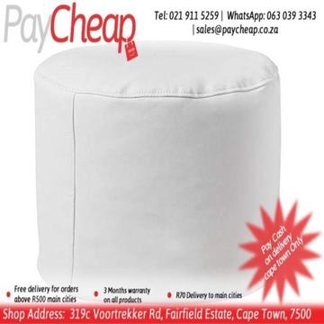 Leatherette Fabric Adult Ottoman Comfortable Beanbag/Chair White