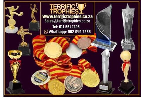 Metal Sports Medals with ribbon 34mm Gold, Silver and Bronze, brand new wide range of trophies, med