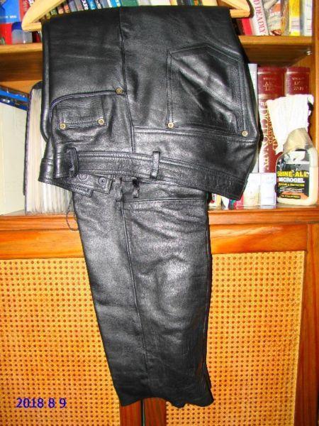 Black Leather biker trousers (size 36