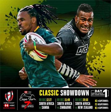 3 PARTY STAND tickets Cape Town Sevens Rugby Sunday