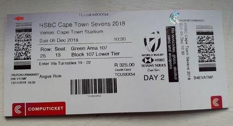 1x Sevens ticket at cost price R325 - Sunday