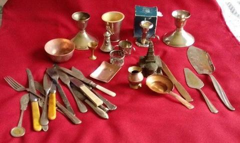 Joblot of 31 x assorted copper/brass/silver plated items