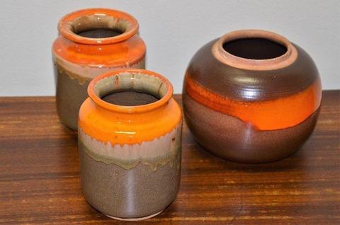 Set of Vintage Chunky Pottery Dripware / Lava Vases