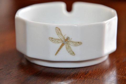 Vintage Rosenthal Ashtray with Gold Dragonfly Detail