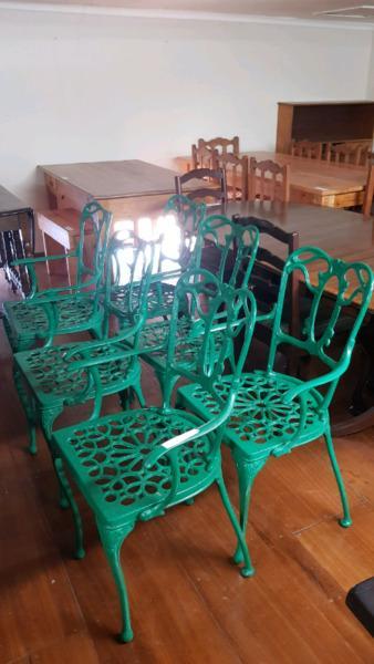 Cast Aluminum Armchairs x 6