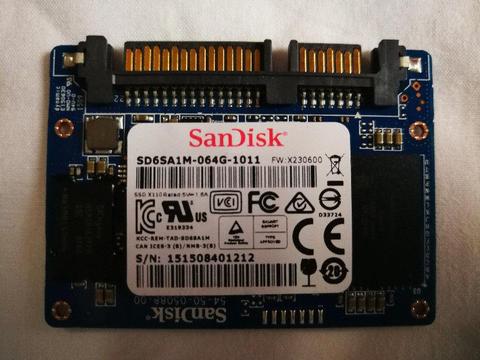 SanDisk 64 GB SATA PC card Format SSD