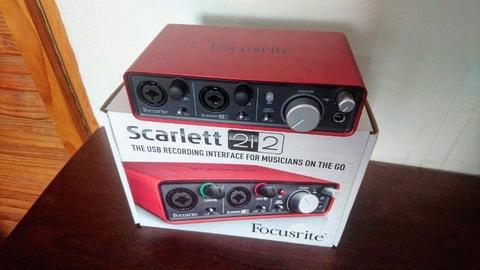 Focusrite Scarlett 2i2 USB audio interface ~~ Samson headphone amp ~~ Behringer mixer