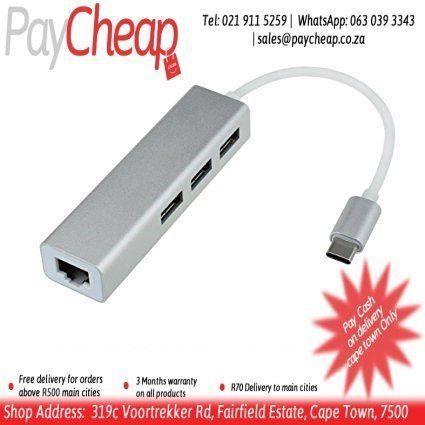 USB3.1 Type C To RJ45 100M Ethernet LAN Network With 3.0 3-port Hub Cable Adapter