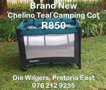 Brand New Chelino Teal Camping Cot