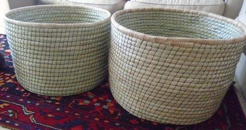 New: 2x Handwoven Ashanti Design Linea Baskets
