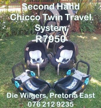 Second Hand Chicco Twin Travel System with Bases